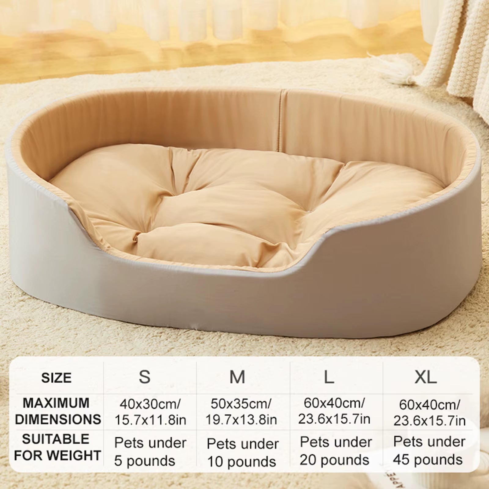 comfortable pet bed, non-slip bottom, washable