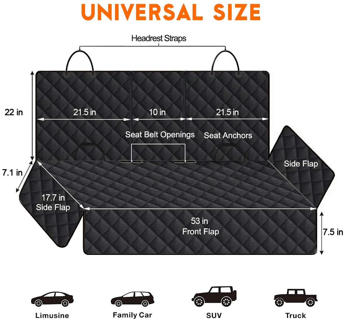 comfortable pet dog seat cover, waterproof-black