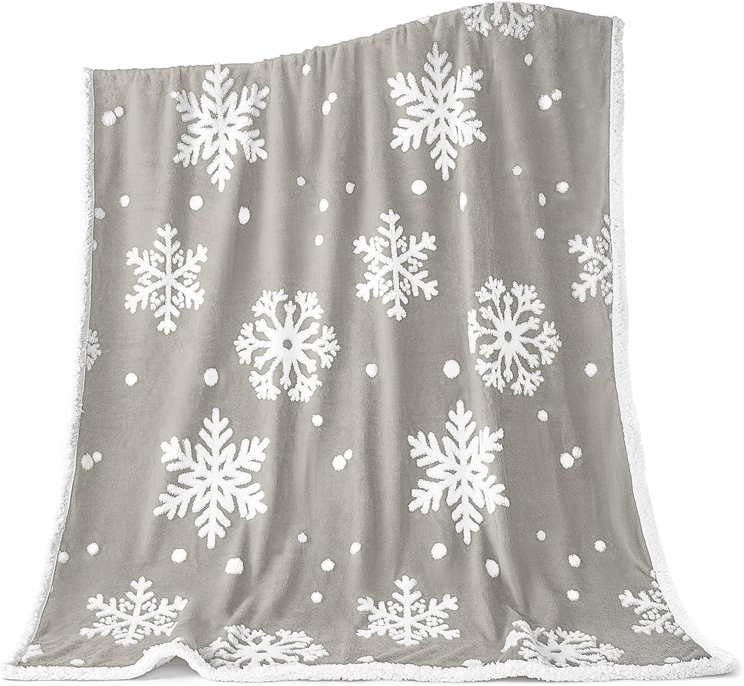 Christmas Blanket Sherpa Throw - soft, cozy, warm-grey
