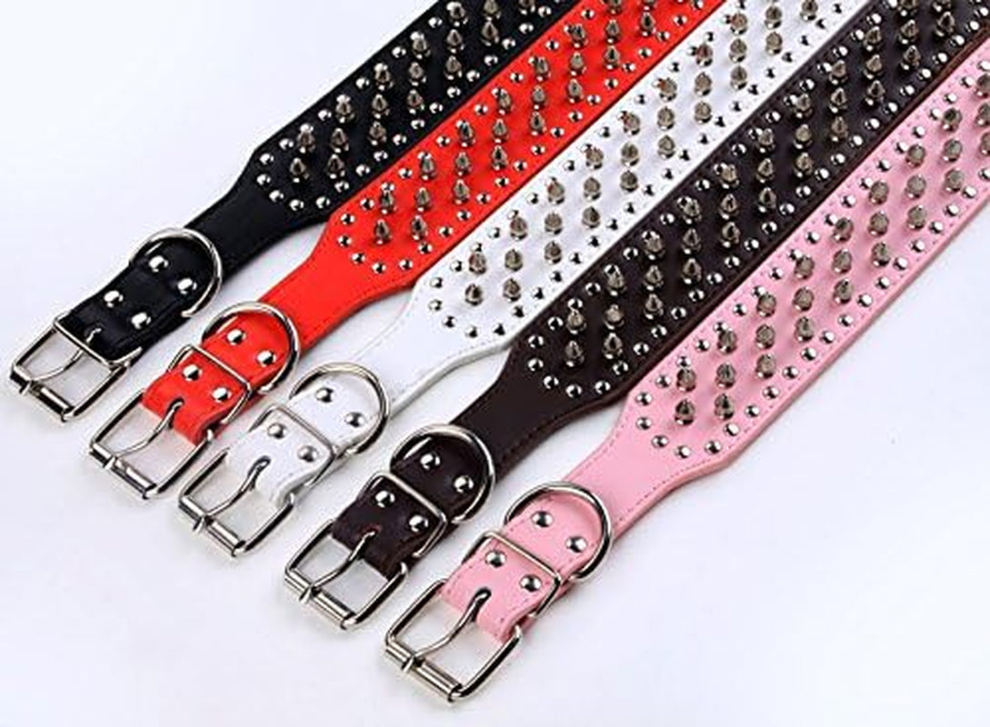 Faux Leather Spiked Studded Dog Collar Pet Collar Pitbull, Boxer Black XS