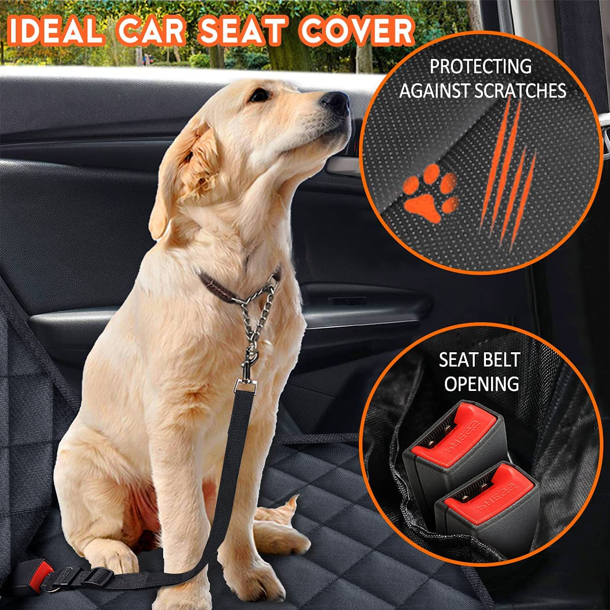 comfortable pet dog seat cover, waterproof-black