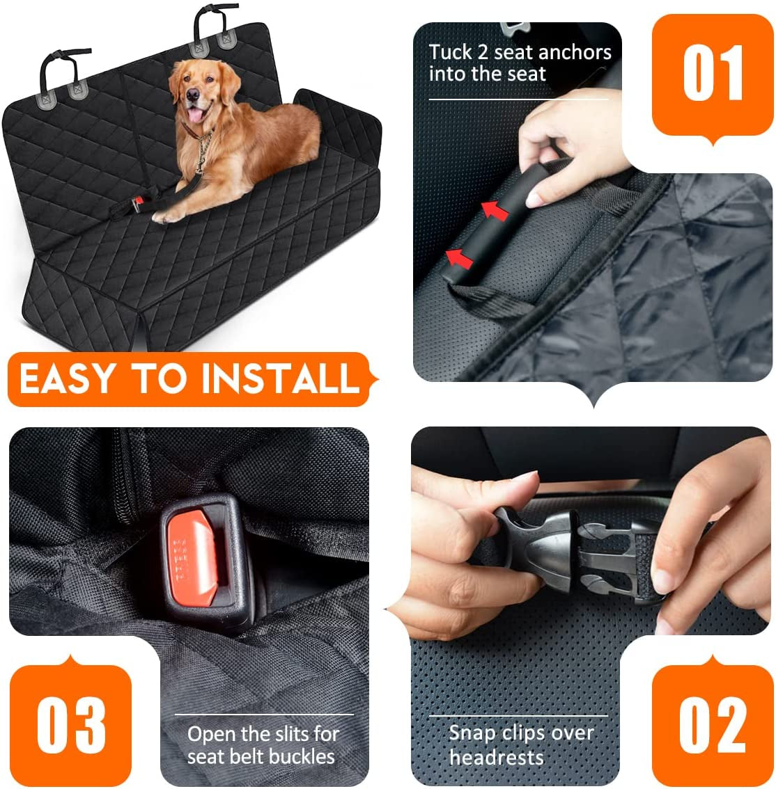comfortable pet dog seat cover, waterproof-black