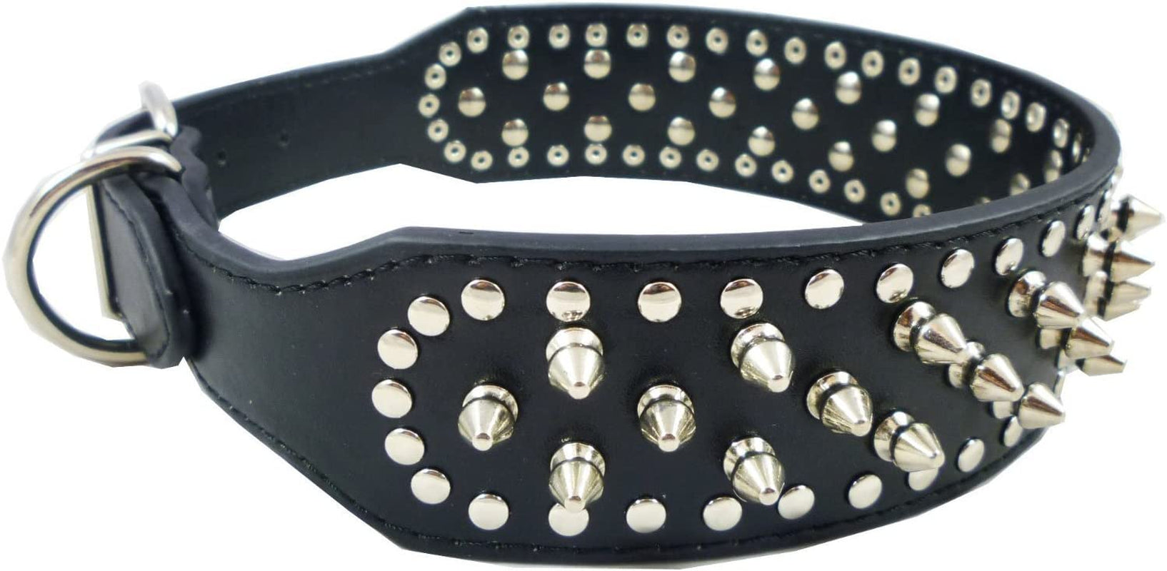 Faux Leather Spiked Studded Dog Collar Pet Collar Pitbull, Boxer Black XS