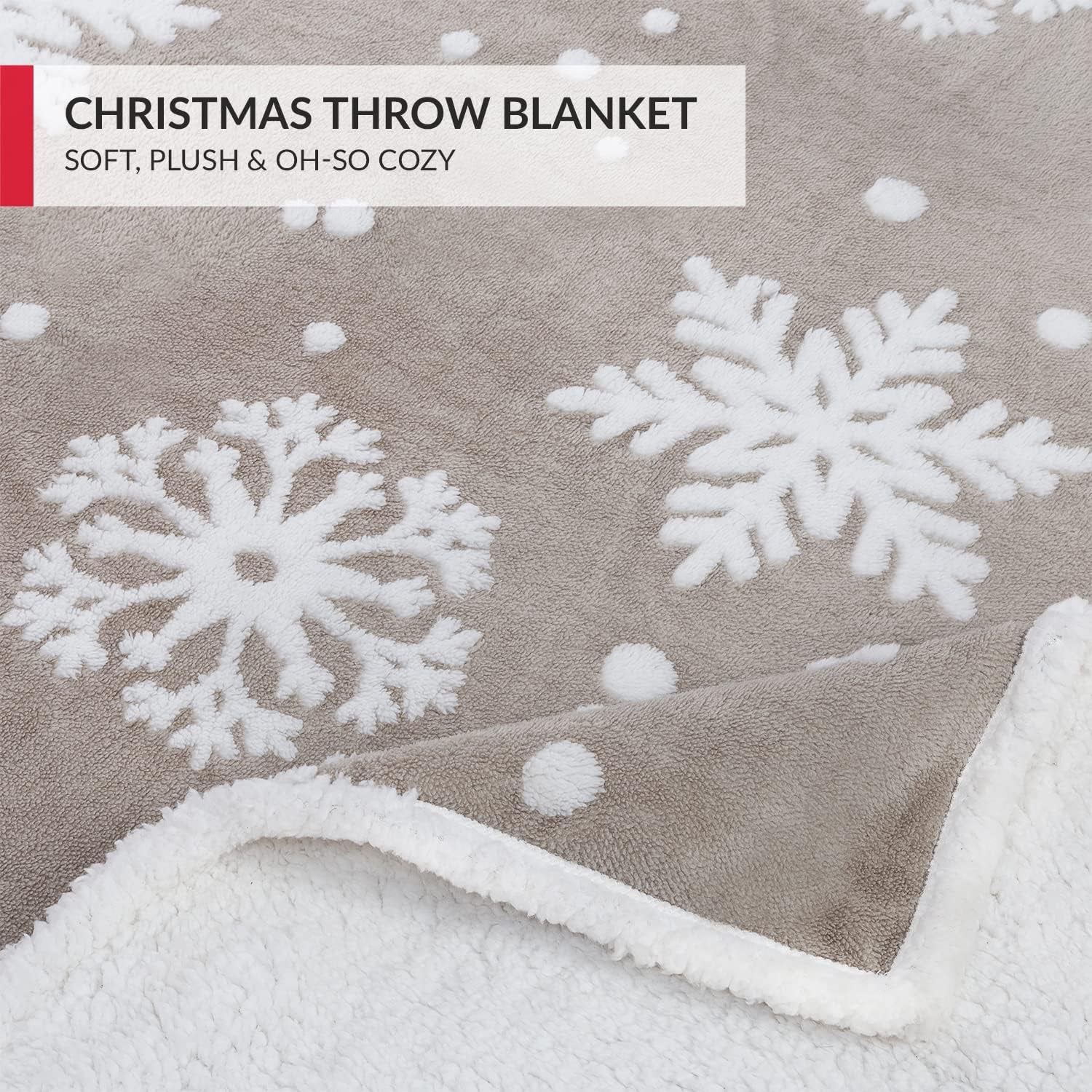Christmas Blanket Sherpa Throw - soft, cozy, warm-grey