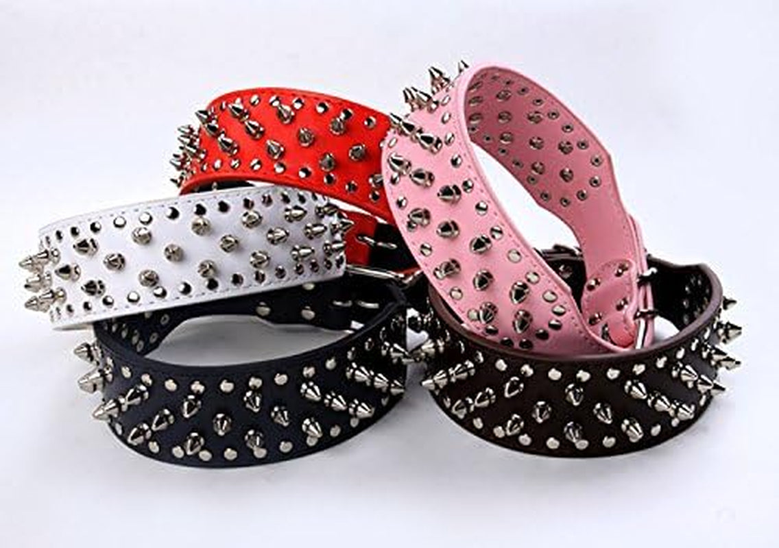 Faux Leather Spiked Studded Dog Collar Pet Collar Pitbull, Boxer Black XS